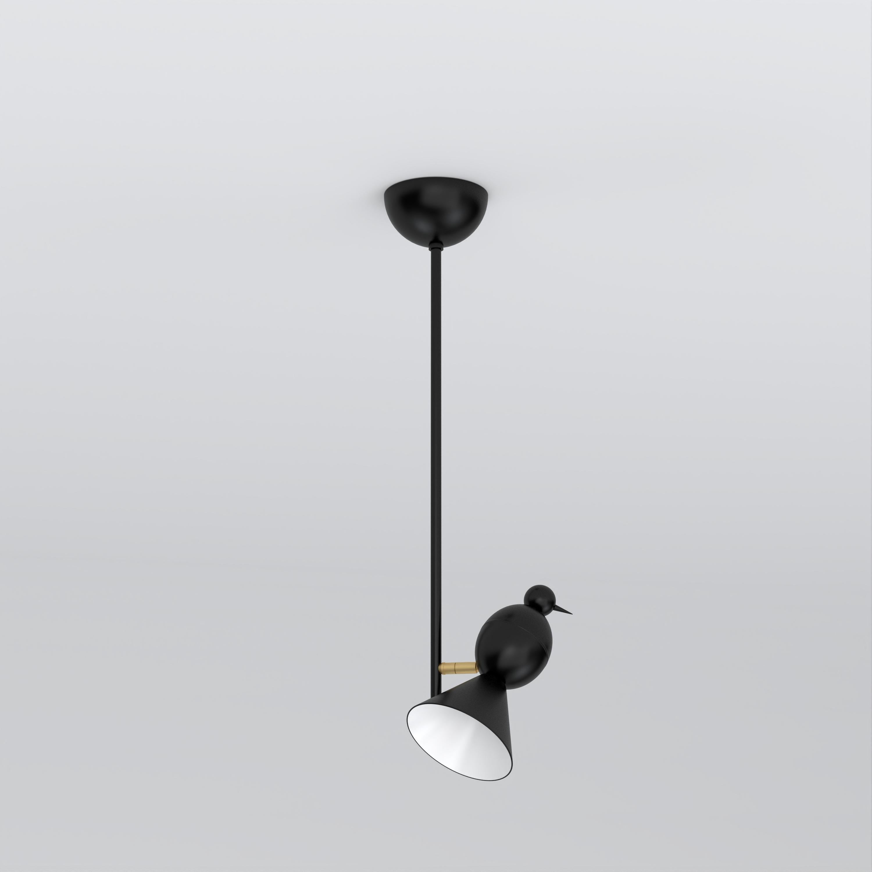 Plafoniera Alouette 1 Bird I di Atelier Ati
Dimensioni: P 10 x L 12 x H 60 cm.
Materiali: Metallo verniciato a polvere.

Disponibile nelle versioni nera, bianca o a colori.
Disponibile anche con riflettore in ottone.

Tutte le nostre lampade possono