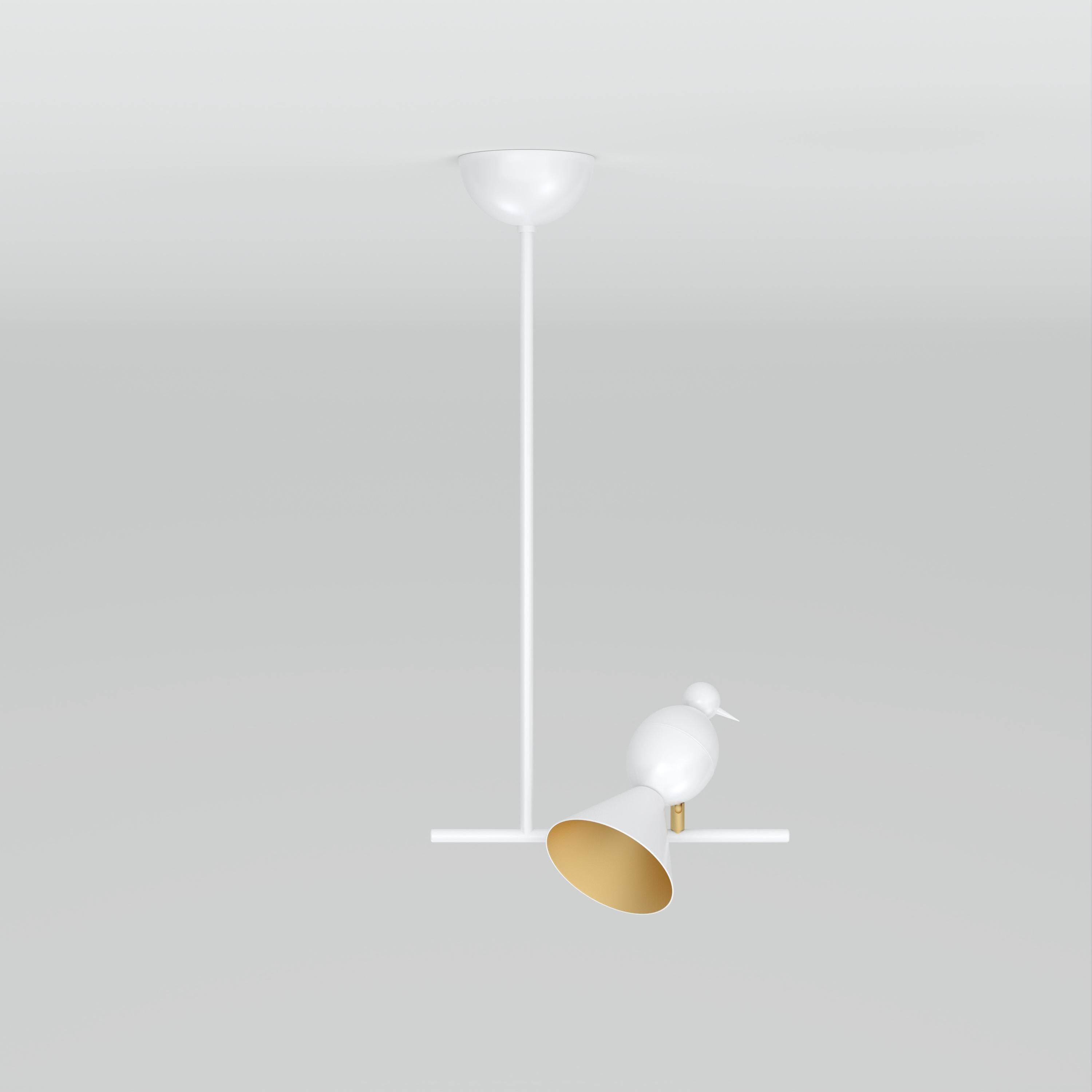 Plafoniera Alouette 1 Bird T di Atelier A&T
Dimensioni: P 10 x L 32 x H 60 cm.
Materiali: Metallo verniciato a polvere.

Disponibile nelle versioni nera, bianca o a colori.
Disponibile anche con riflettore bianco.

Tutte le nostre lampade possono