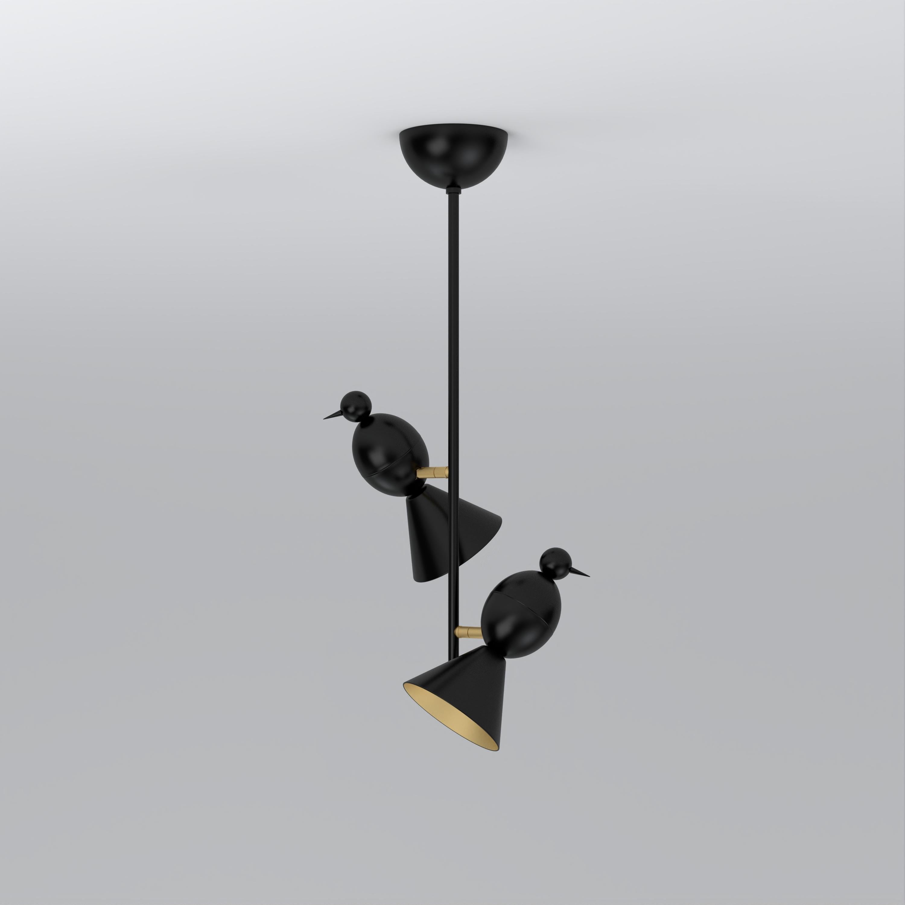 Lámpara de techo Alouette 2 Birds I de Atelier Areti
Dimensiones: P 10 x An 24 x Al 60 cm.
Materiales: Metal con recubrimiento en polvo.

Disponible en versiones negra, blanca o de color.
También disponible con reflector blanco.

Todas nuestras