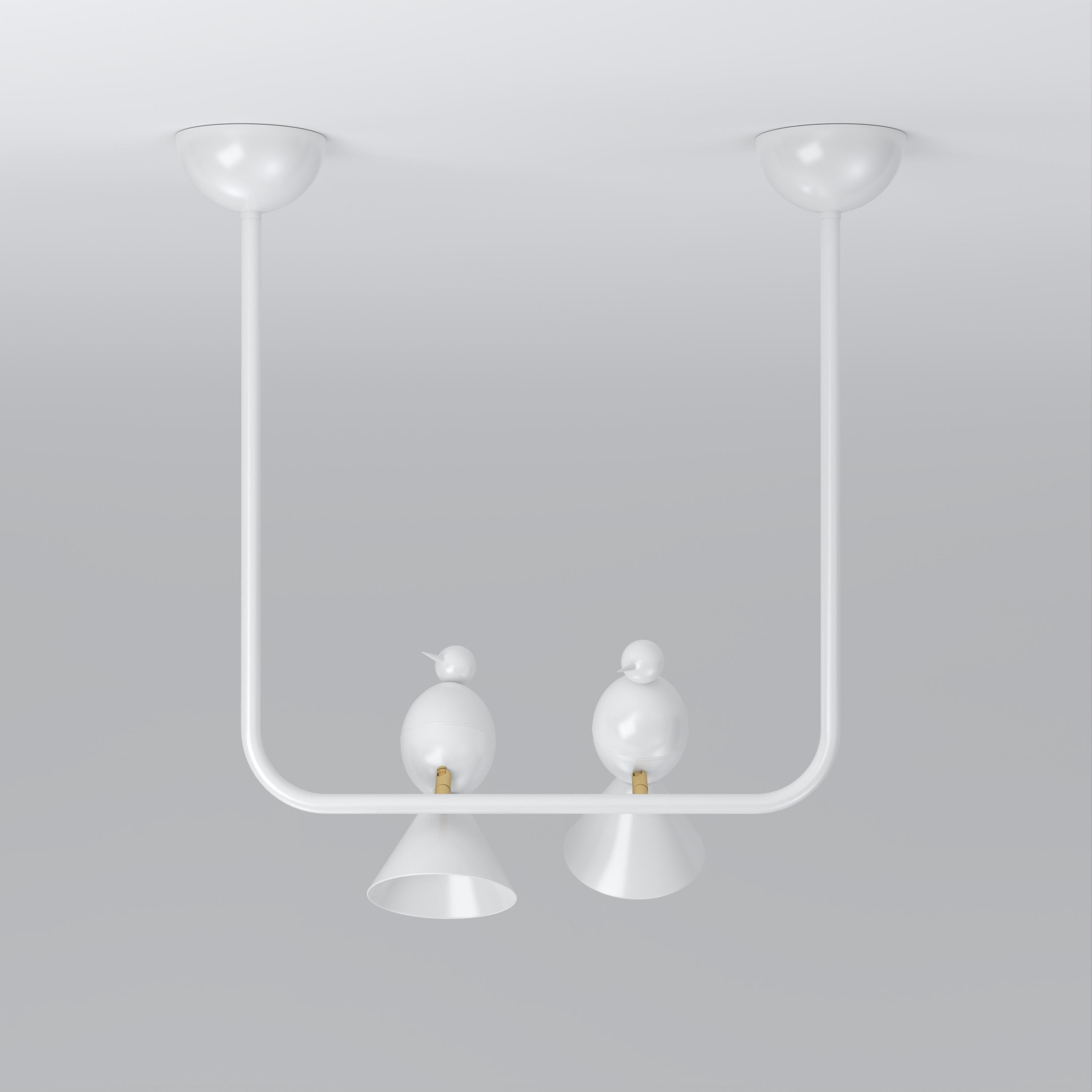 Lámpara de techo Alouette 2 Birds U de Atelier Areti
Dimensiones: P 10 x An 48 x Al 54 cm.
Materiales: Metal con recubrimiento en polvo.

Disponible en versiones negra, blanca o de color.
También disponible con reflector de latón.

Todas nuestras