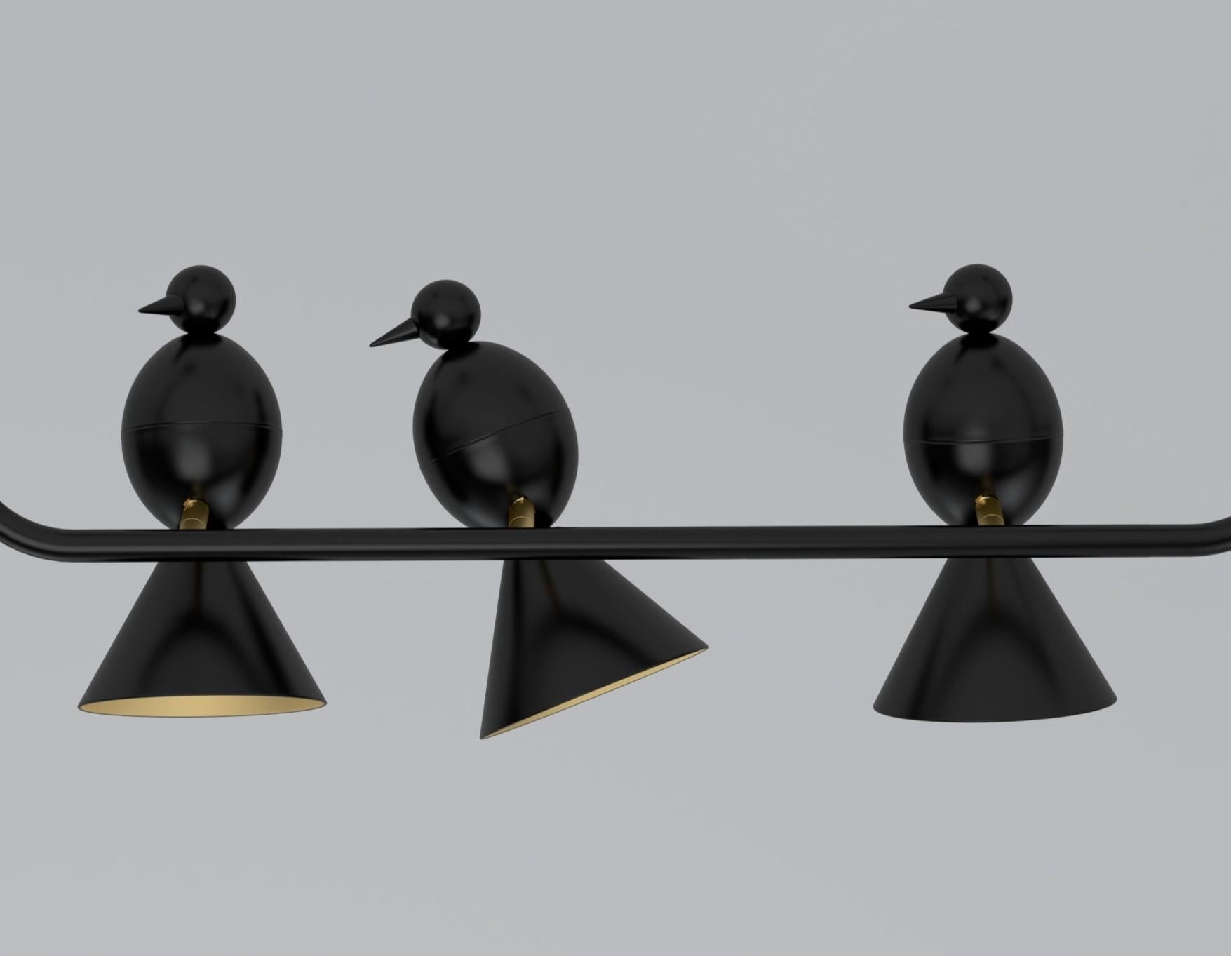 Post-Modern Alouette 3 Birds U Ceiling Light by Atelier Areti For Sale