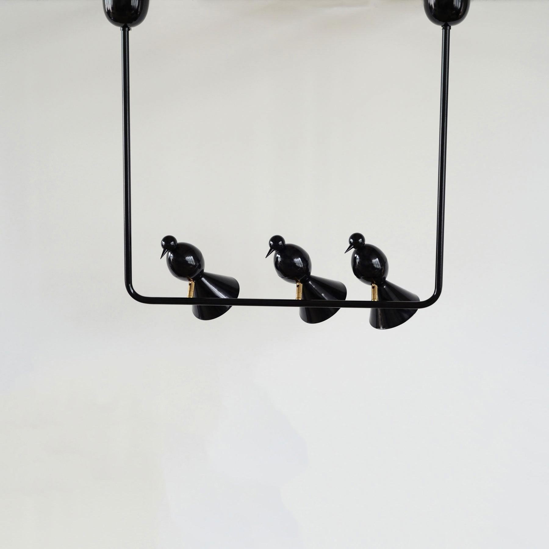 German Alouette 3 Birds U Ceiling Light by Atelier Areti For Sale