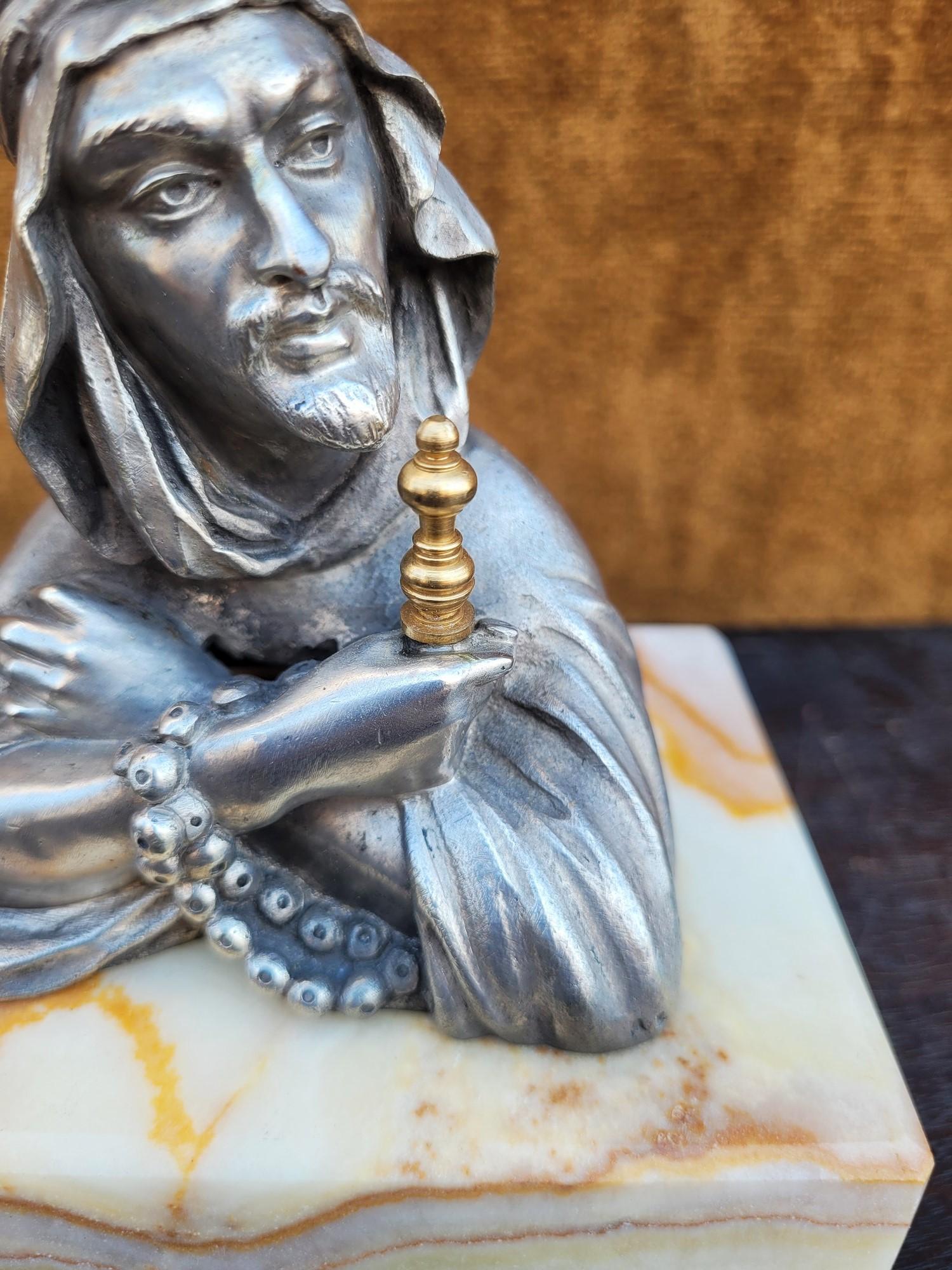 Alp Giroux, versilbertes Bronze-Tintenfass, orientalisch, 19. Jahrhundert im Zustand „Gut“ im Angebot in MARSEILLE, FR