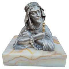 Alp Giroux, versilbertes Bronze-Tintenfass, orientalisch, 19. Jahrhundert