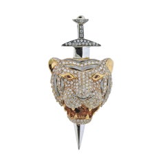Alp Sagnak Diamond Gold Tiger Sword Pendant
