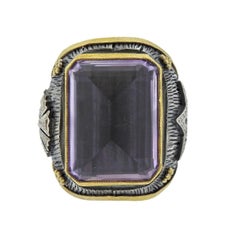 Alp Sagnak Silver Gold Diamond Amethyst Large Ring