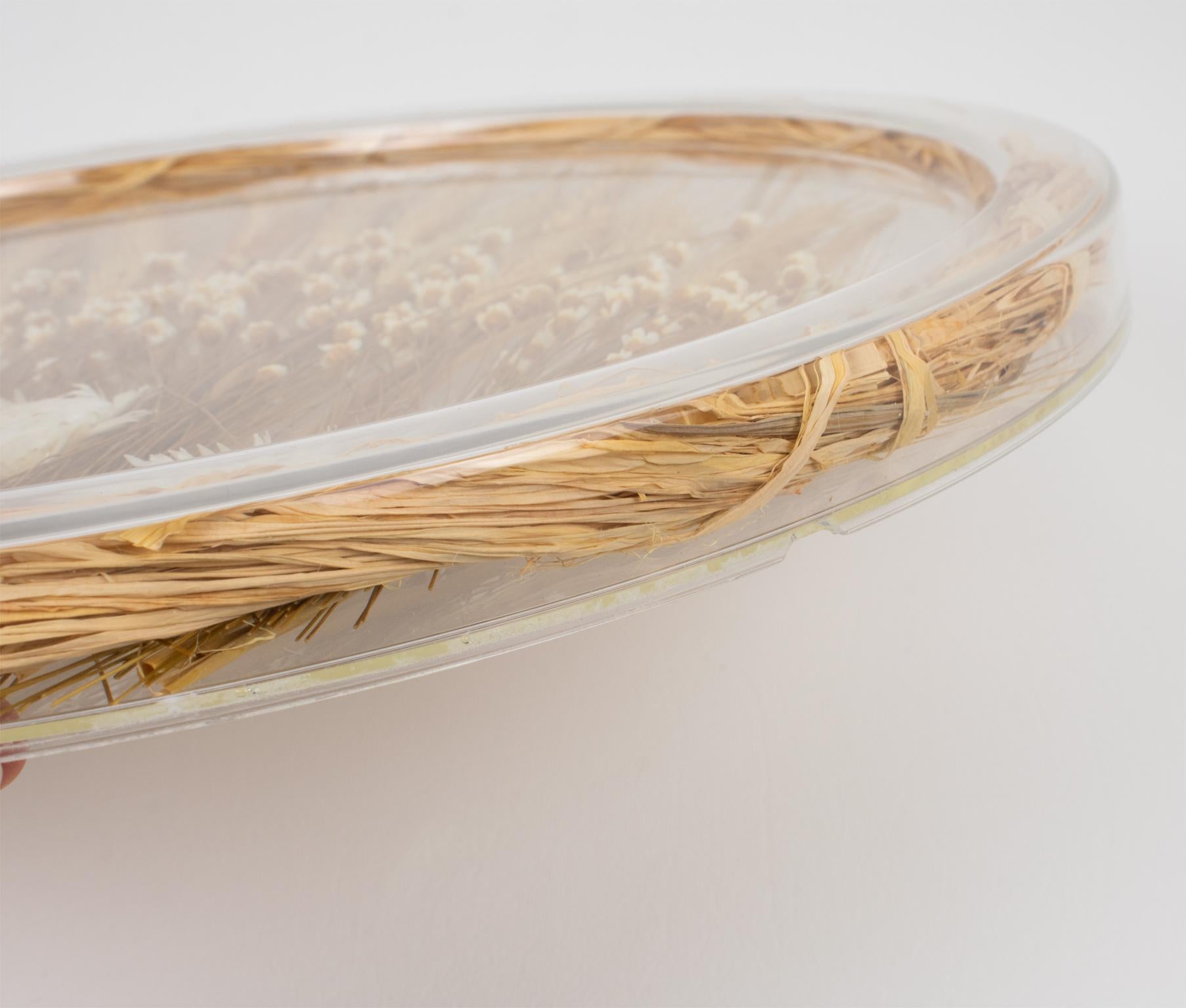 Alpac Creations Bandeja Tabla Plato Lucite, Trigo y Flores, Años 80 en venta 2