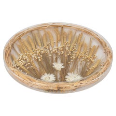 Retro Alpac Creations Tray Board Platter Lucite, Wheat and Flowers, 1980s