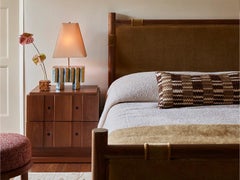 Lawson-Fenning Chiselhurst Bed, Oak & White Bouclé, Modern Bedframe