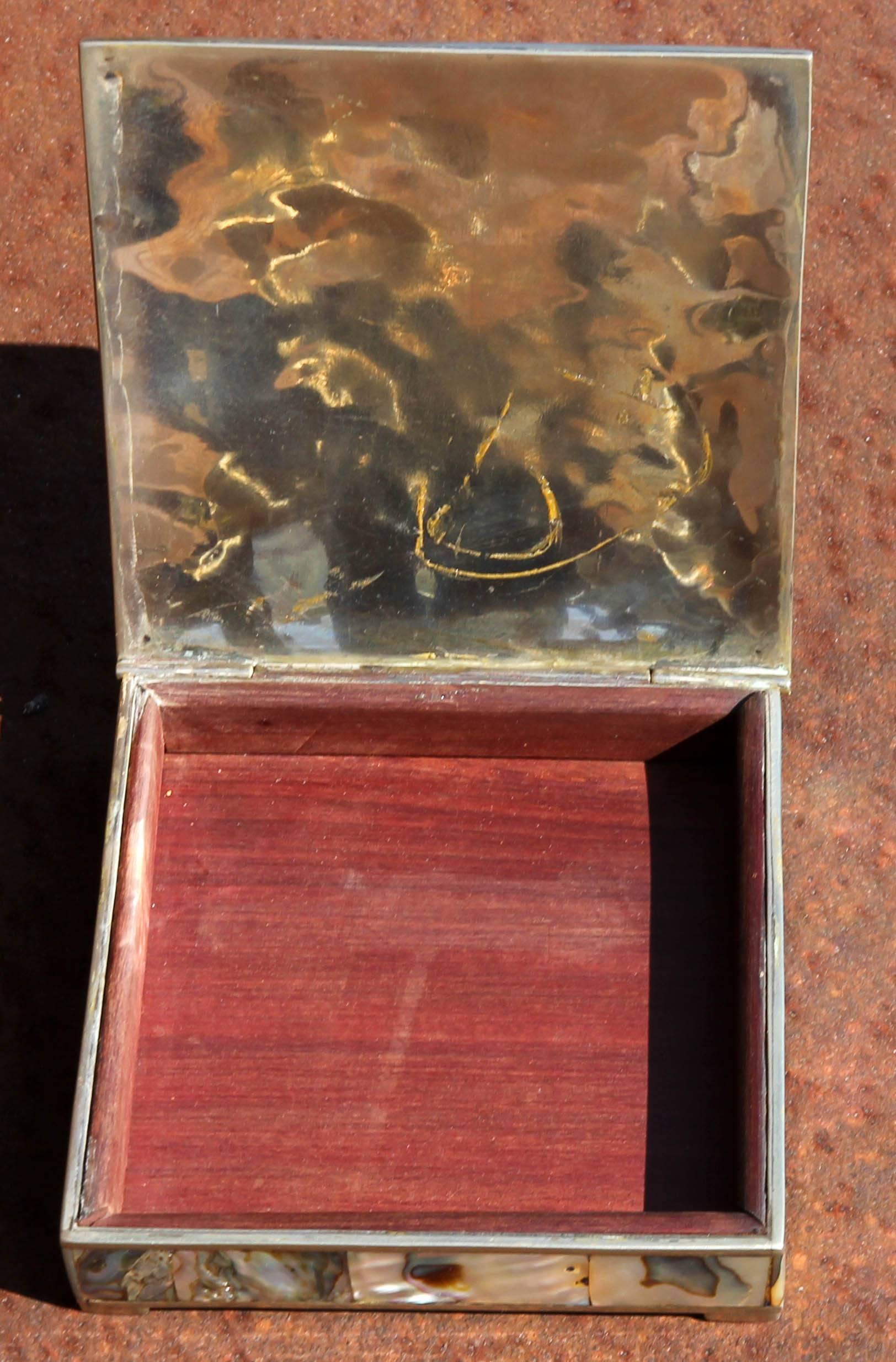 Mid-Century Modern Alpaca Silver and Abalone Box