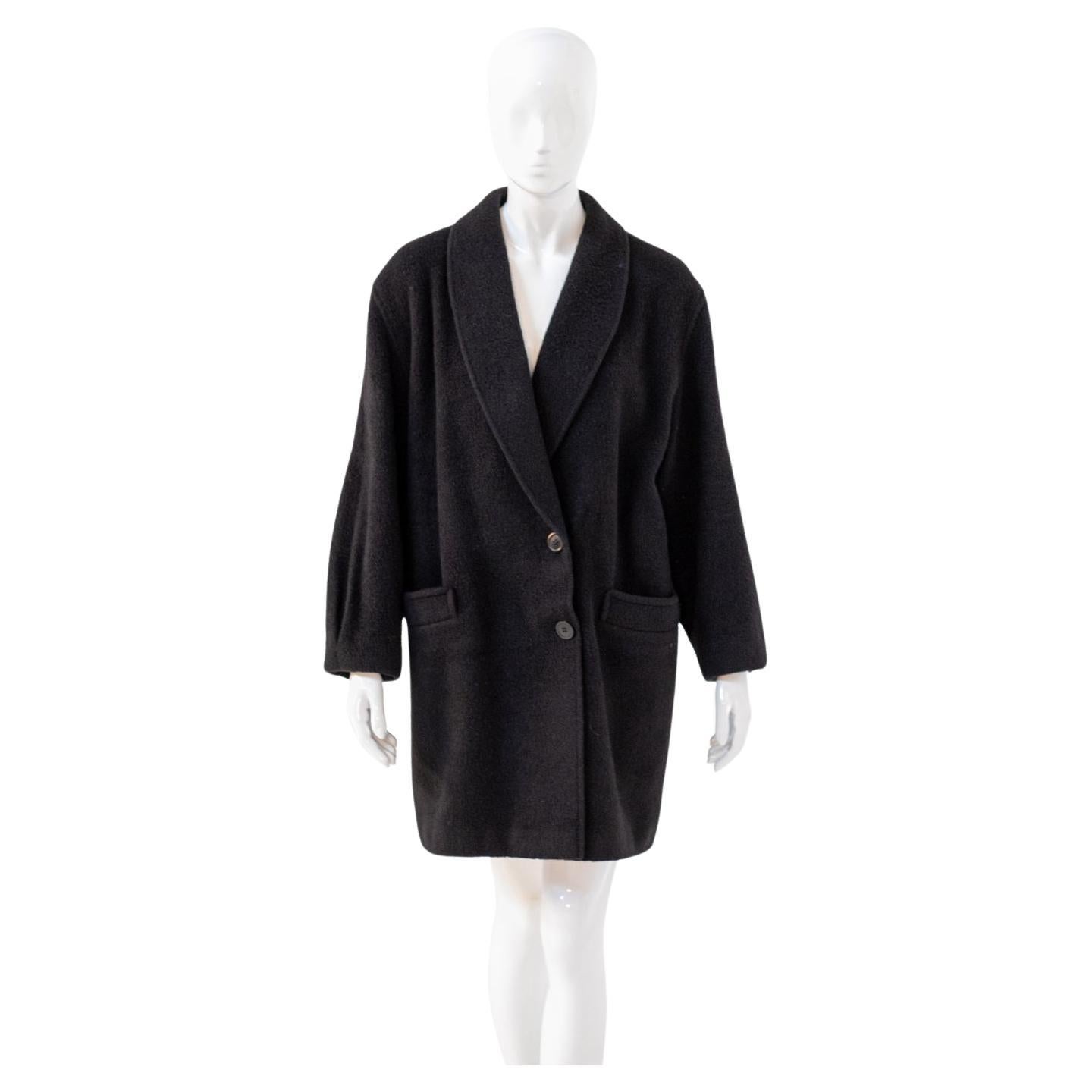 Manteau de laine noire Alpaca Vintage en vente