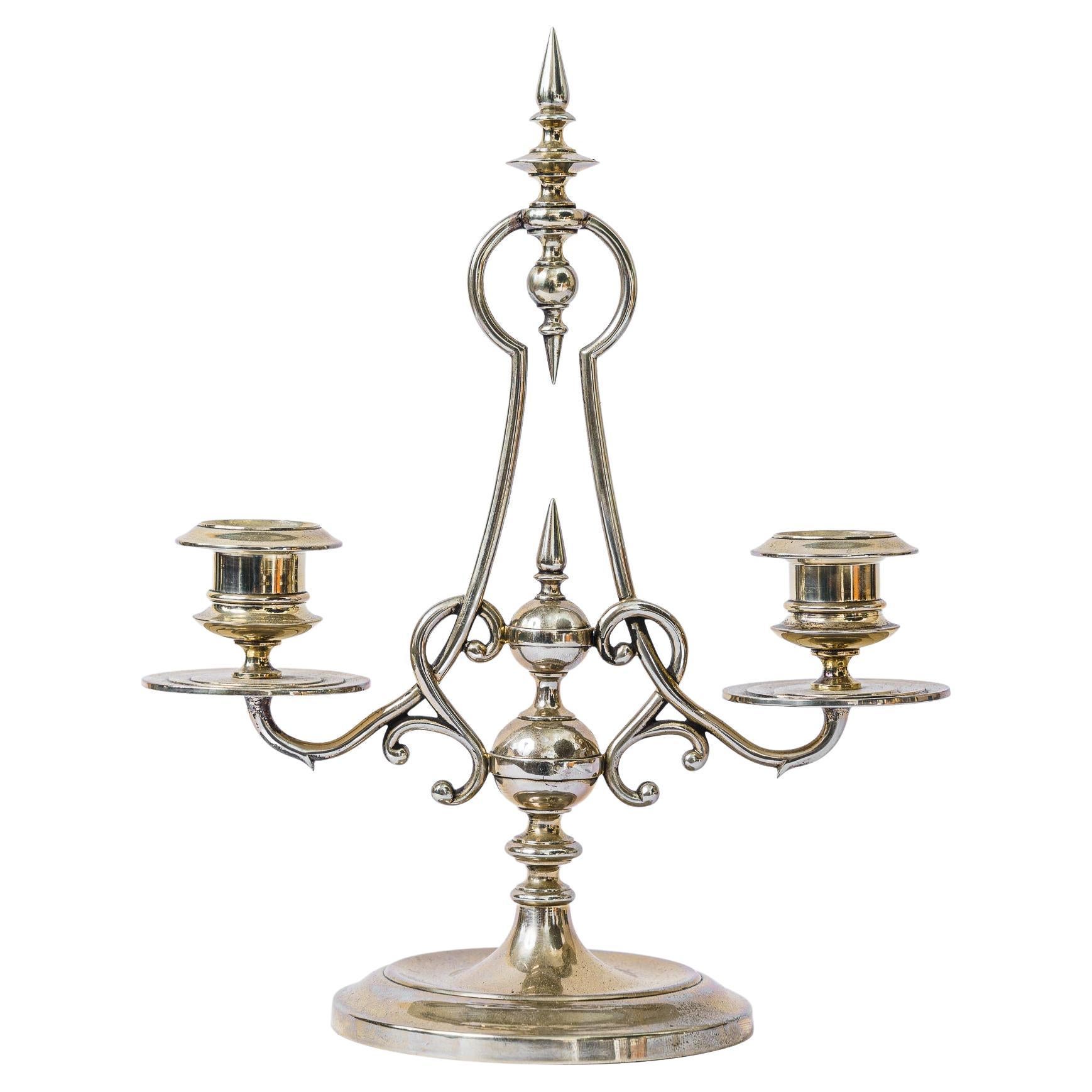 Alpaca 'White Metal' Candle Holder Vienna Around, 1920s For Sale