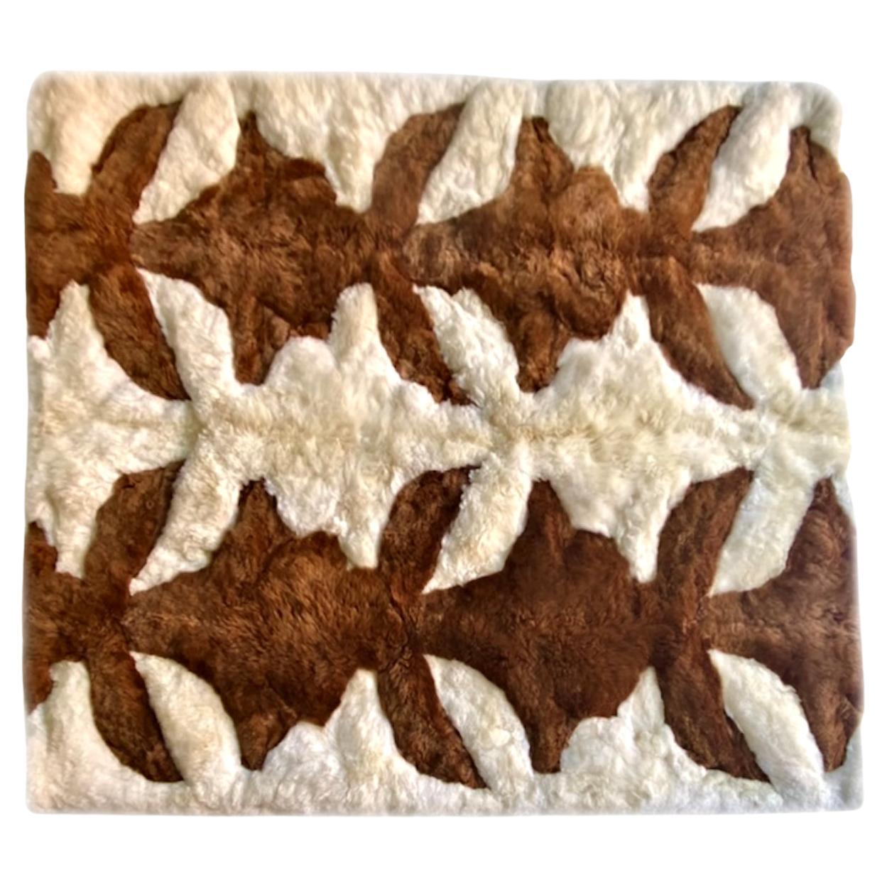 Manta de lana de alpaca - 5x7'  180x210cm Tan Abstracto