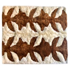 Couverture en laine d'alpaga - 5x7'  180x210 cm abstrait brun clair