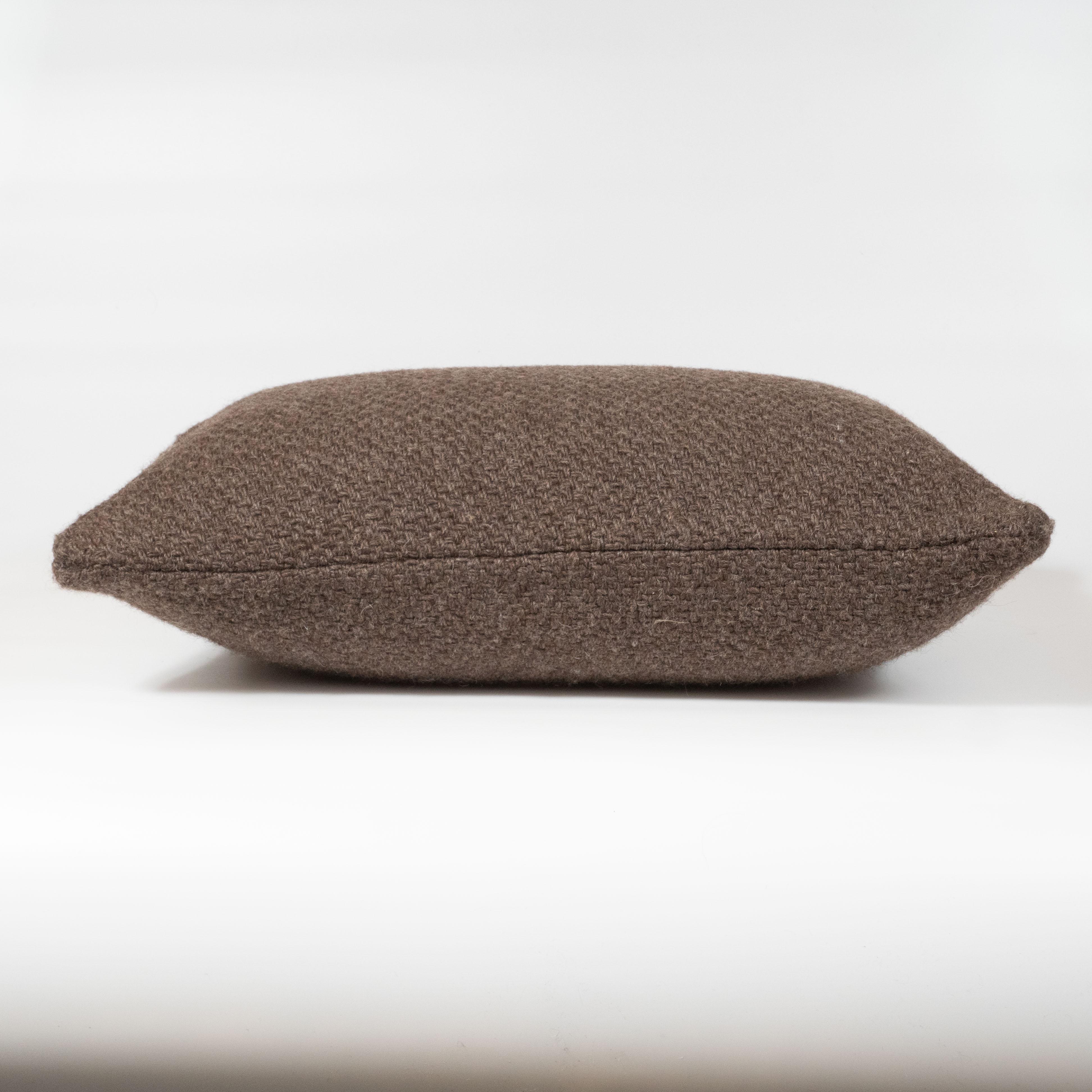 Modern Alpaca Wool Blend Espresso Pillow with Basket Weave Pattern by Pehuen For Sale