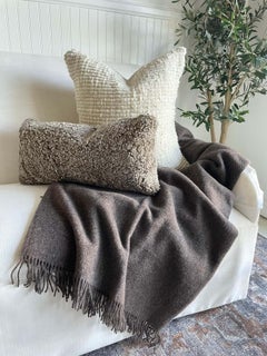 Alpaca Wool Throw with Fringe in Dark Coco