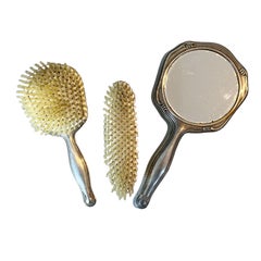 Alpacca English silver metal toiletry set - circa 1900 - England