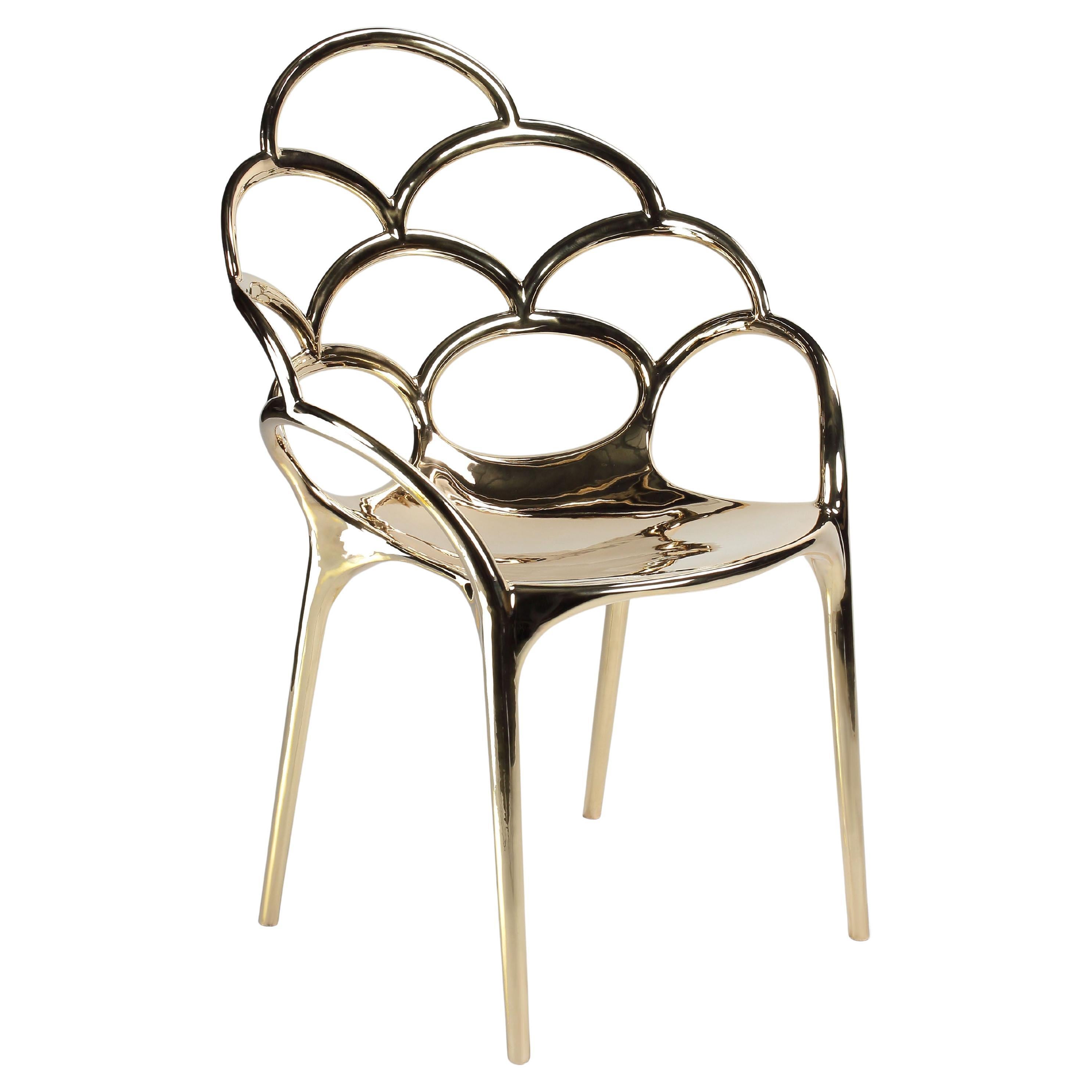 Sedia Alpemare in bronzo fuso lucidato a specchio di Barberini & Gunnell