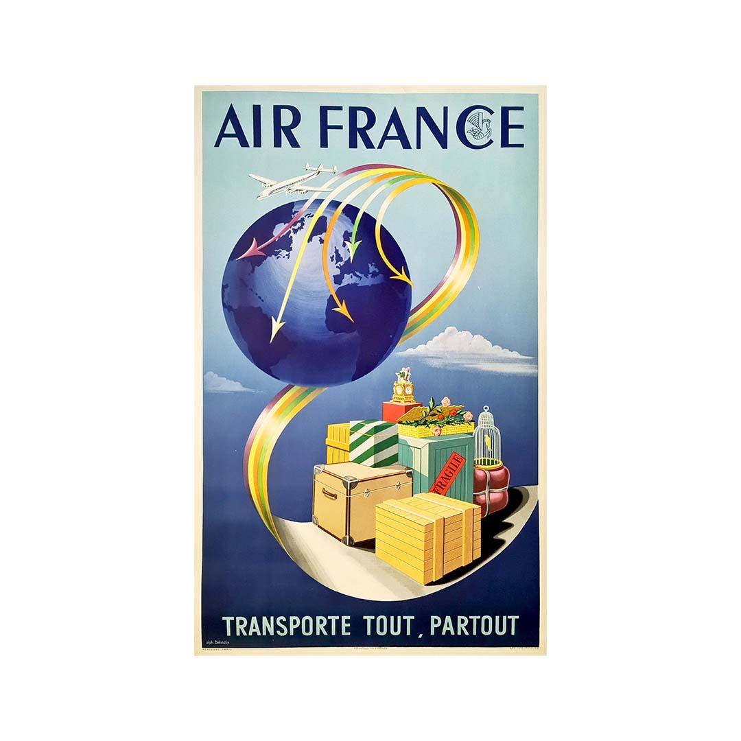 Alph. Dehédin - 1952 Original Poster realised by Dehédin for Air France -  Airlines For Sale at 1stDibs