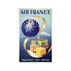 1952 Originalplakat, entworfen von Dehdin für Air France - Airlines