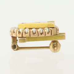 Alpha Omicron Pi Badge 14k Gold Pearls Ruby Vintage Sorority Pin Greek Society