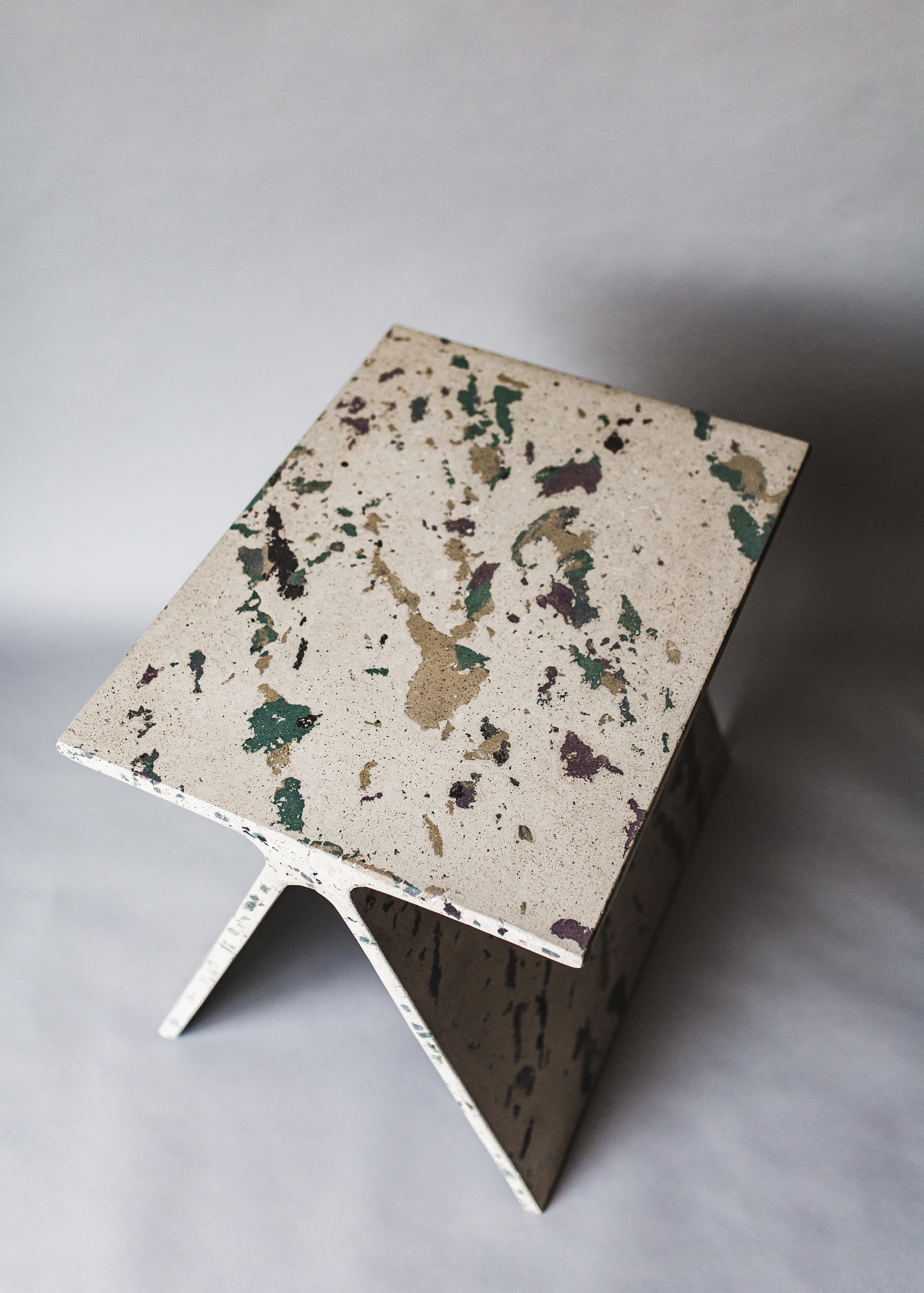 Alpha Q End Table, New Skies Colourway, Concrete for Indoor or Outdoor by Mtharu For Sale 2