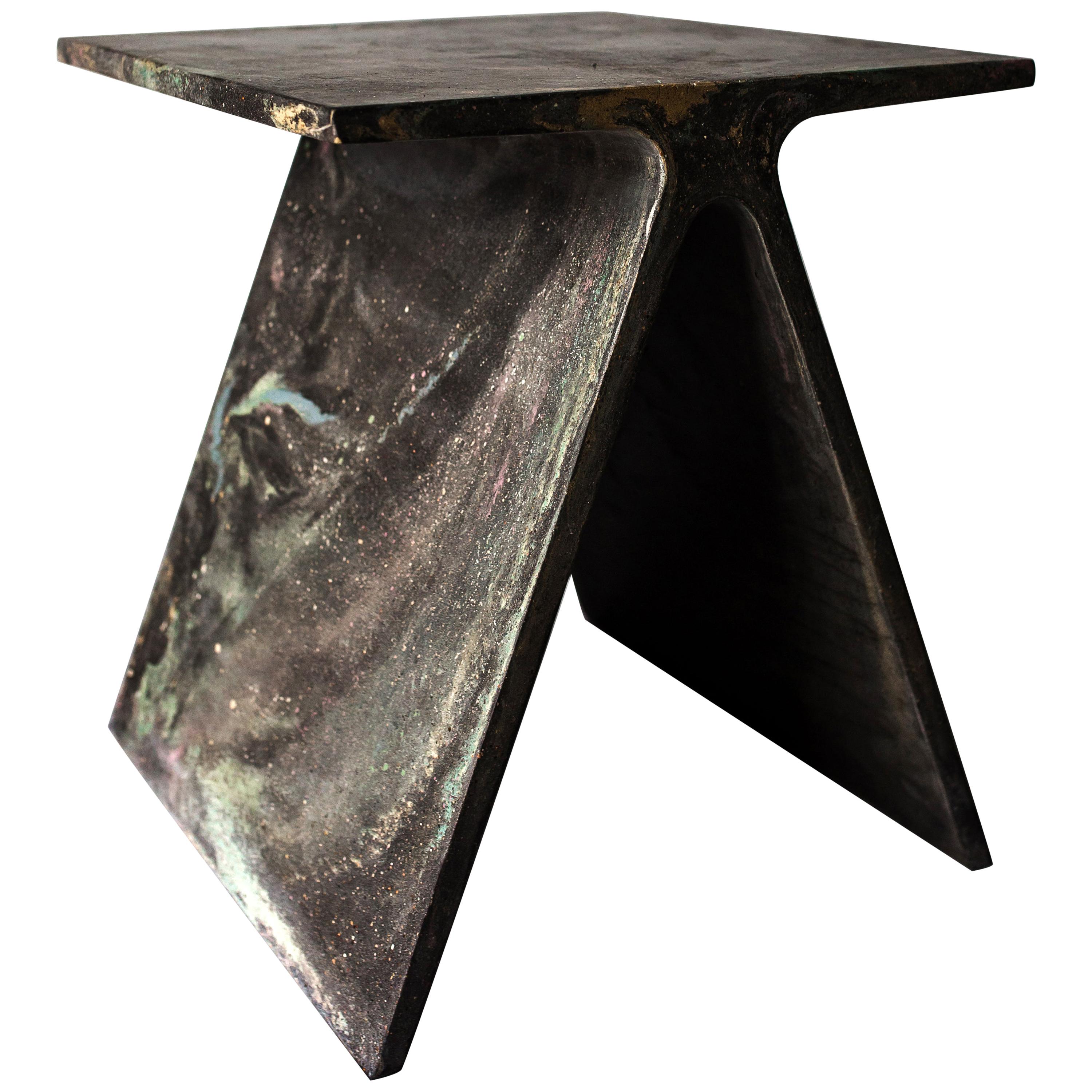 Alpha Q End Table, New Skies Colourway, Concrete for Indoor or Outdoor by Mtharu For Sale