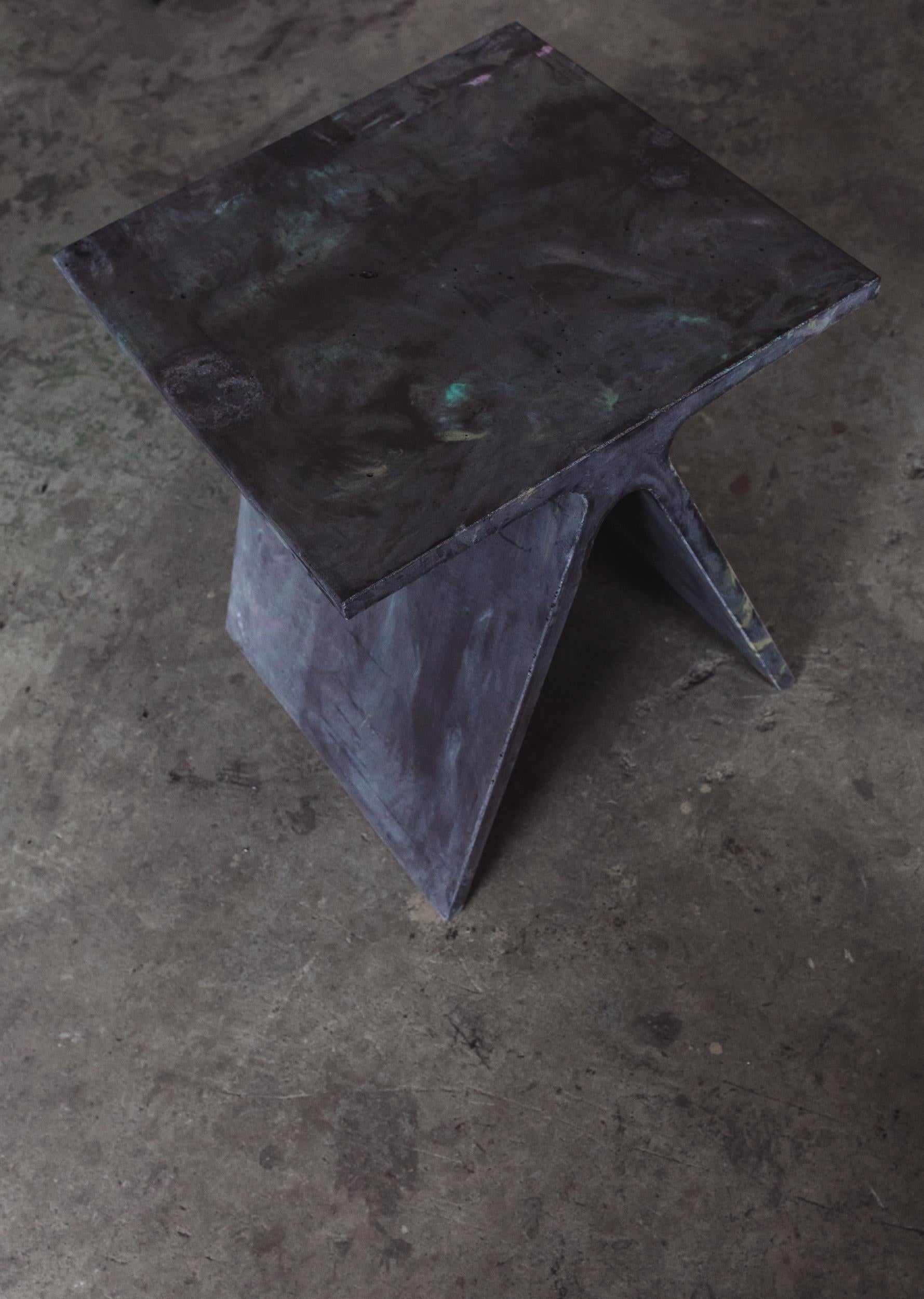 Cast Alpha Q End Table or Stool, Concrete Chapa Ed. for Indoor or Outdoor by Mtharu For Sale