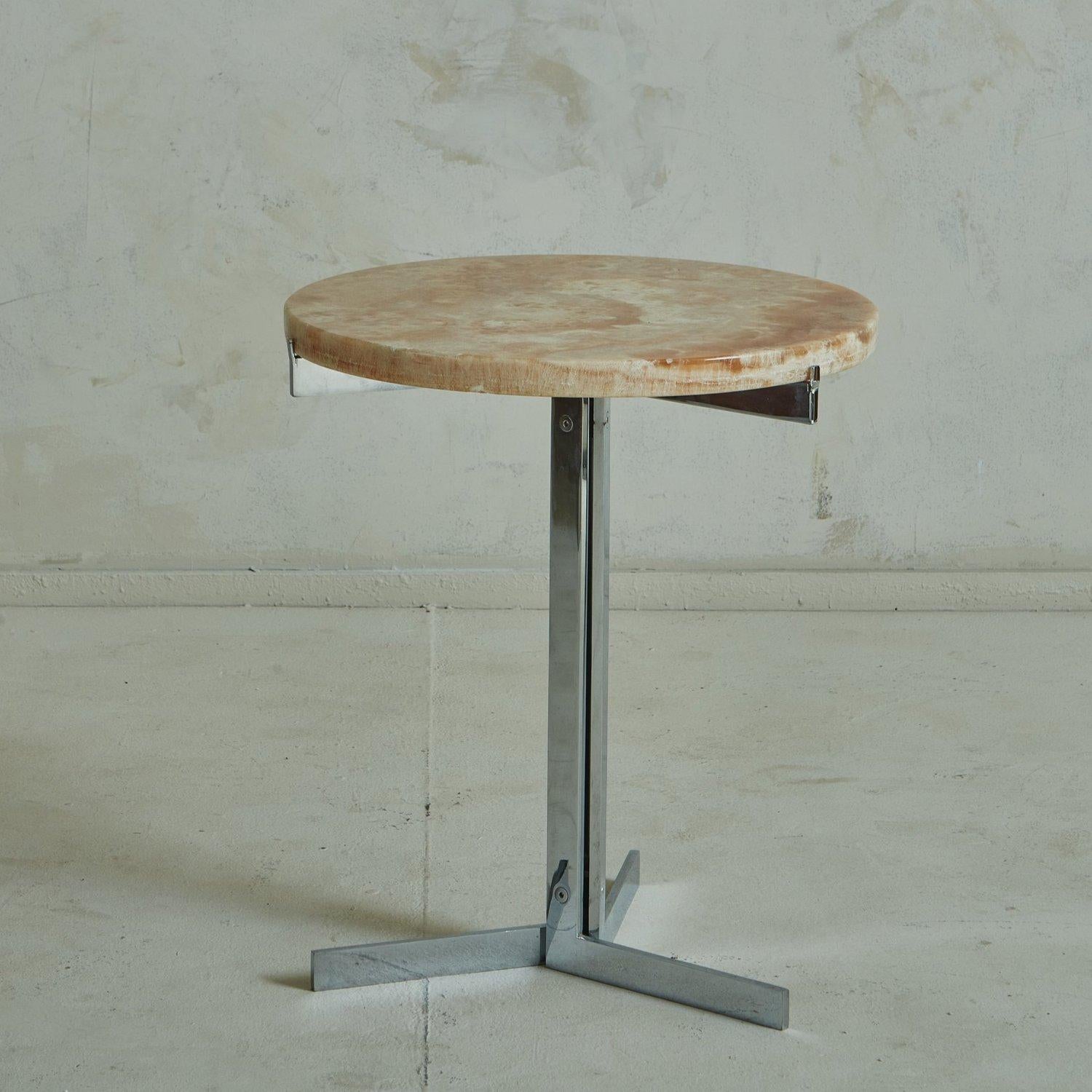 Modern ‘Alpha’ Side Table with Onyx Top by Hans Eichenberger for Stendig, Switzerland 