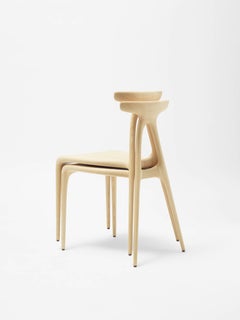 Alpha, chaise de salle à manger légère et empilable en frêne massif, Made in Ratio