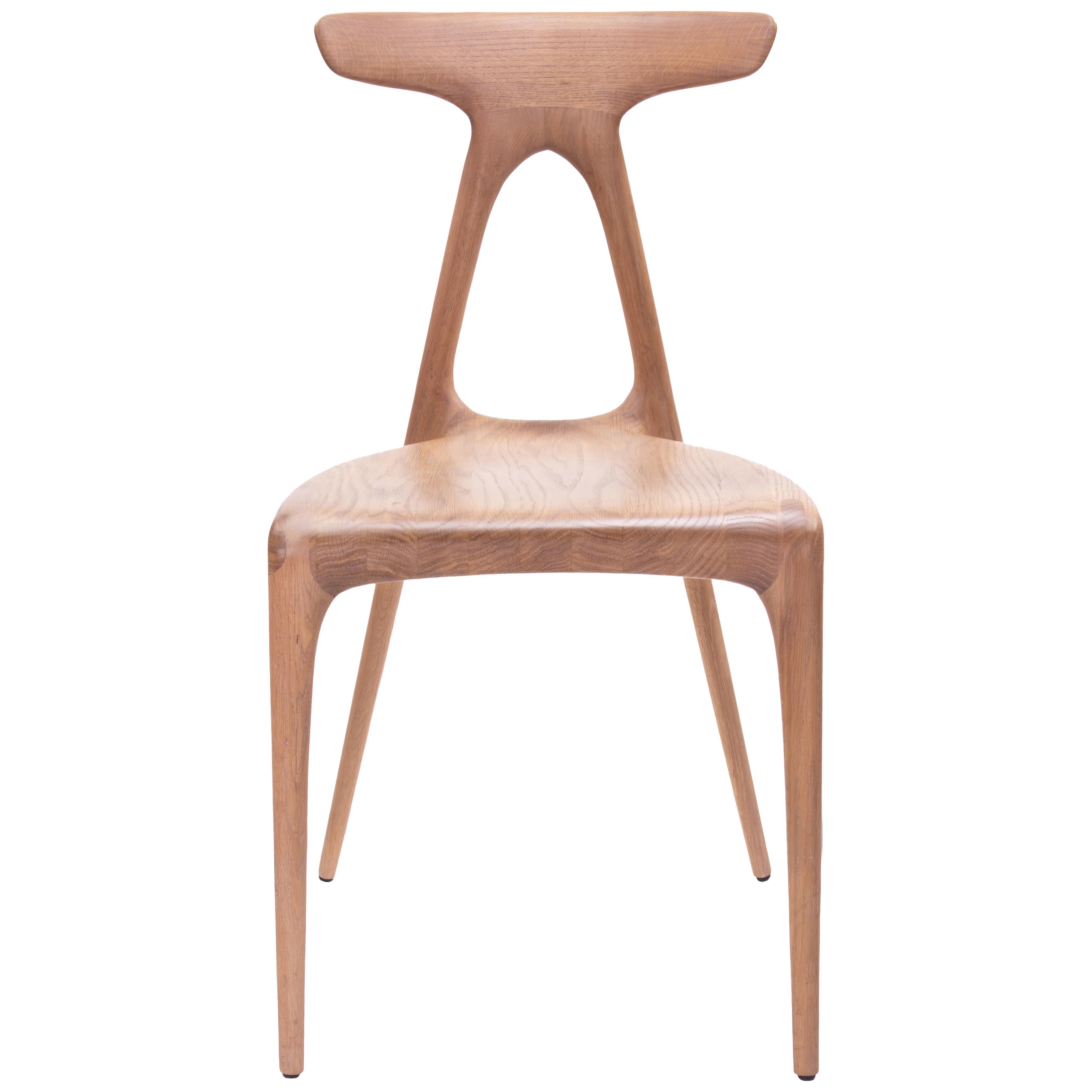 Alpha, Solid Oak Stackable Contemporary Dining Chair by Made in Ratio For Sale
