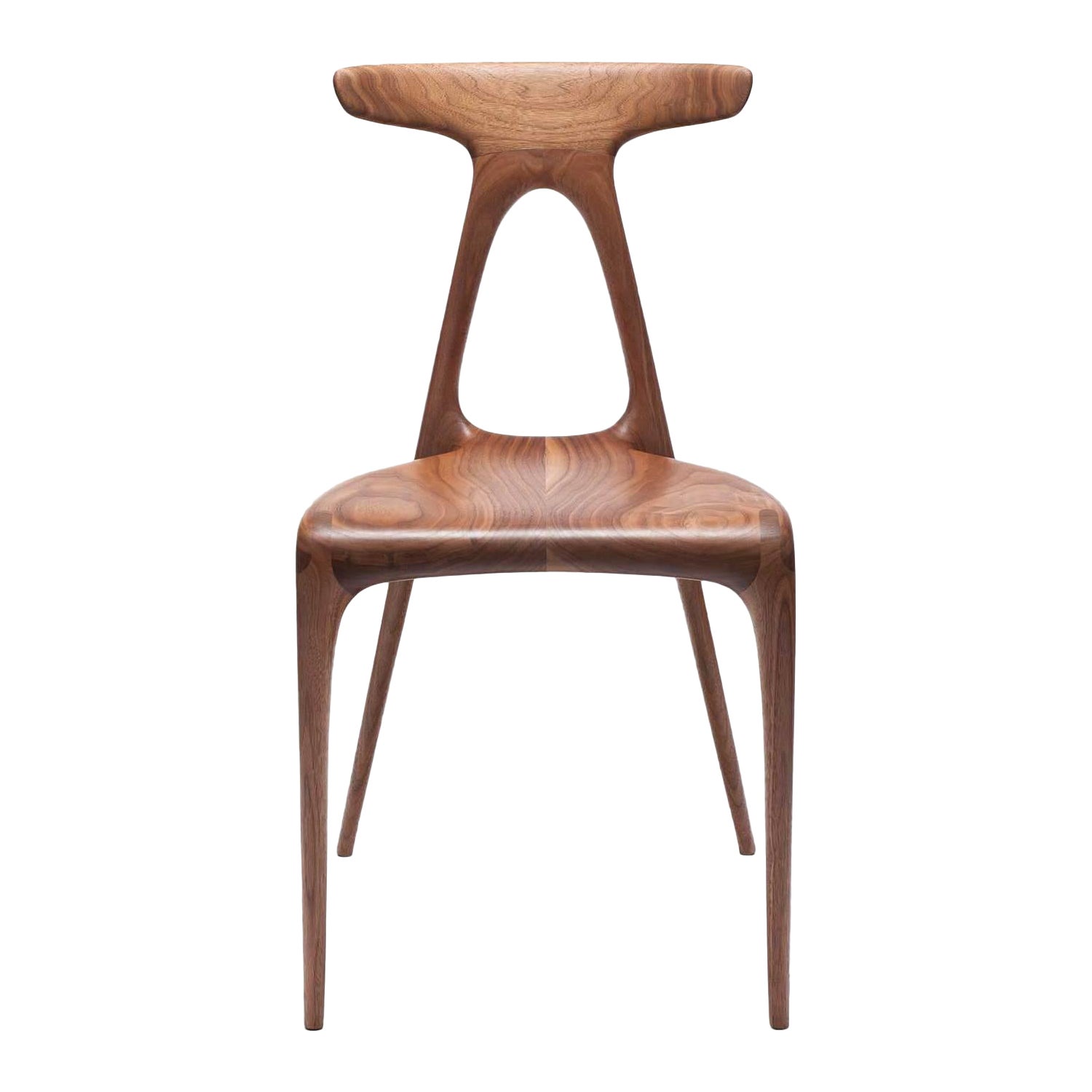 Chaise de salle à manger contemporaine empilable Alpha en noyer massif par Made in Ratio