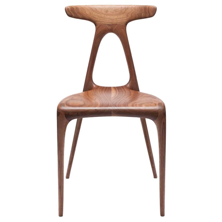 Alpha, Solid Walnut Stackable Contemporary Dining Chair by Made in Ratio For Sale