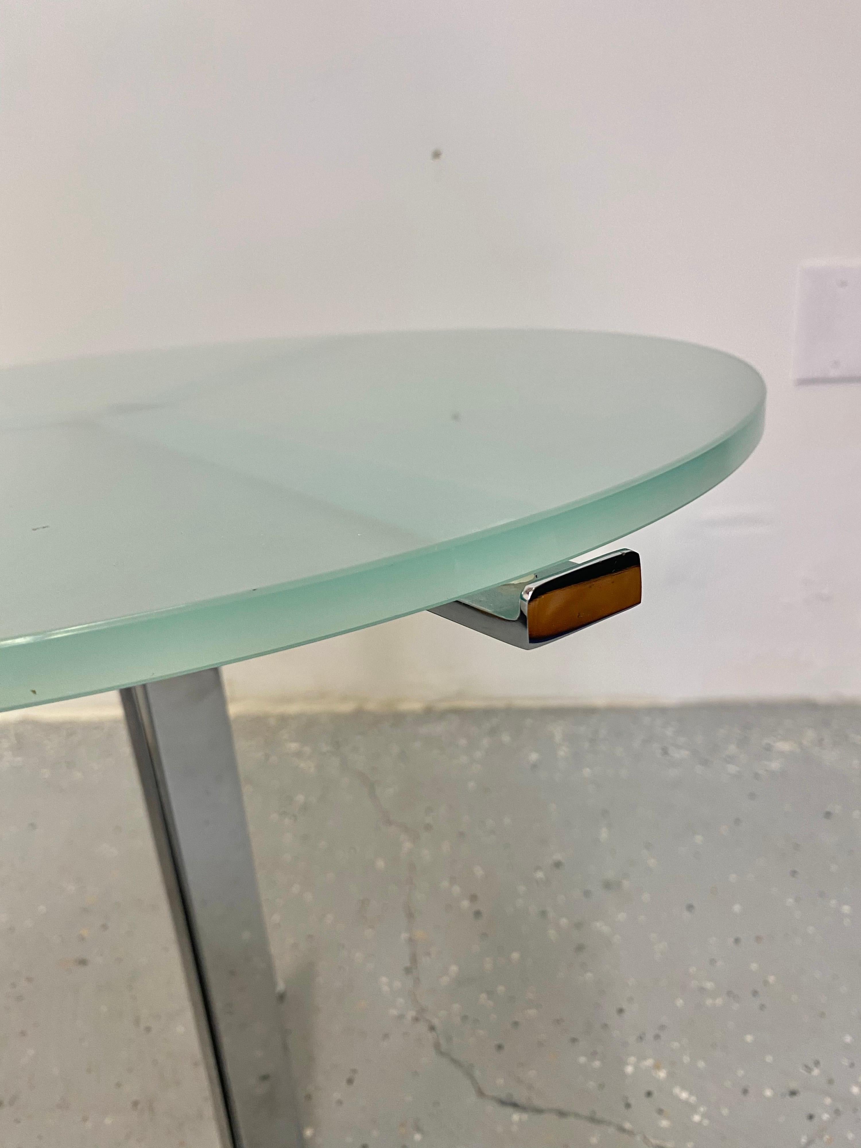 Alpha Table by Hans Eichenberger, Chrome and Glass In Excellent Condition For Sale In Raleigh, NC