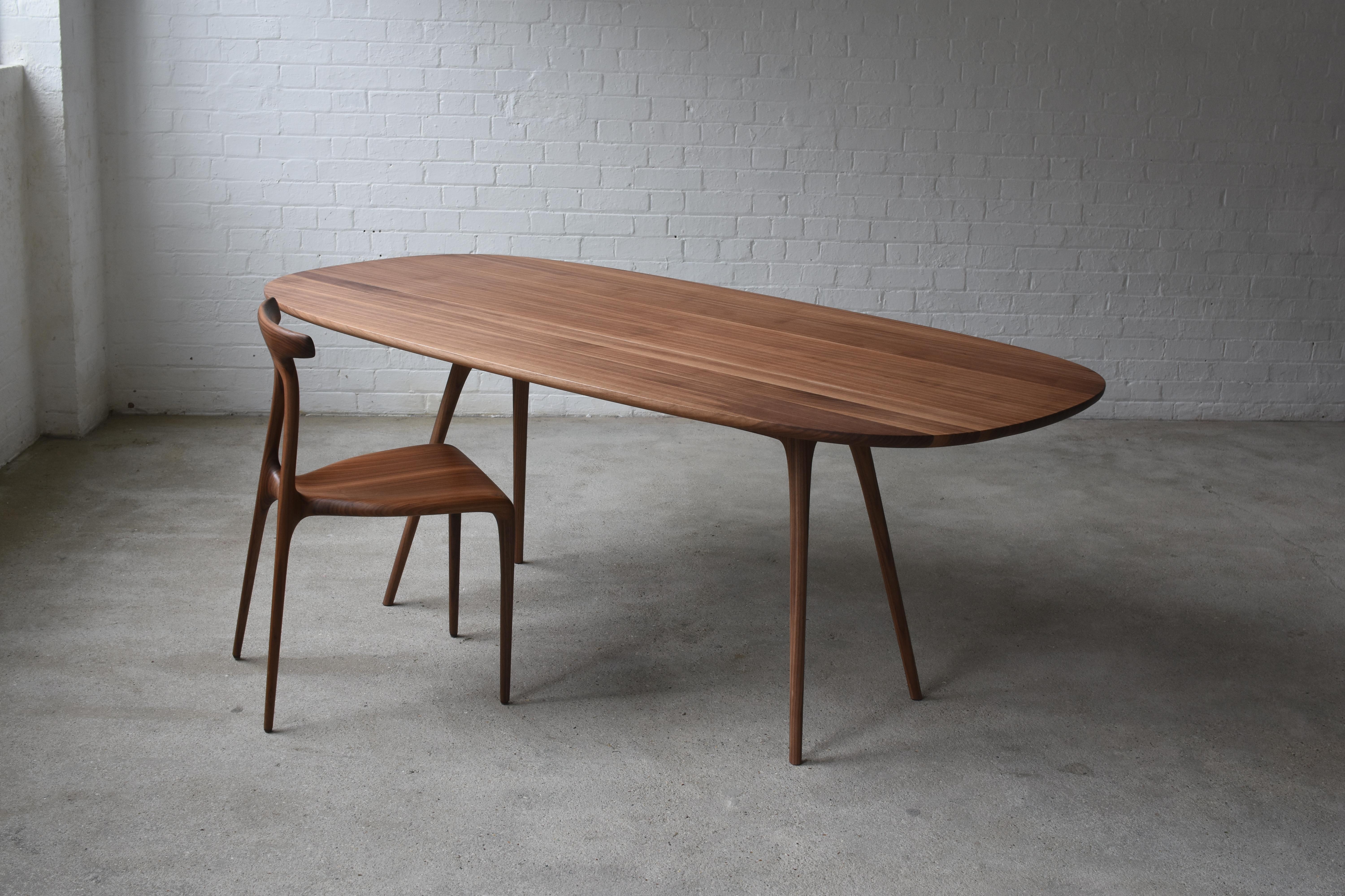 Contemporary Alpha Table, Drop Leaf Dining Table, Solid Walnut, Made in Ratio For Sale