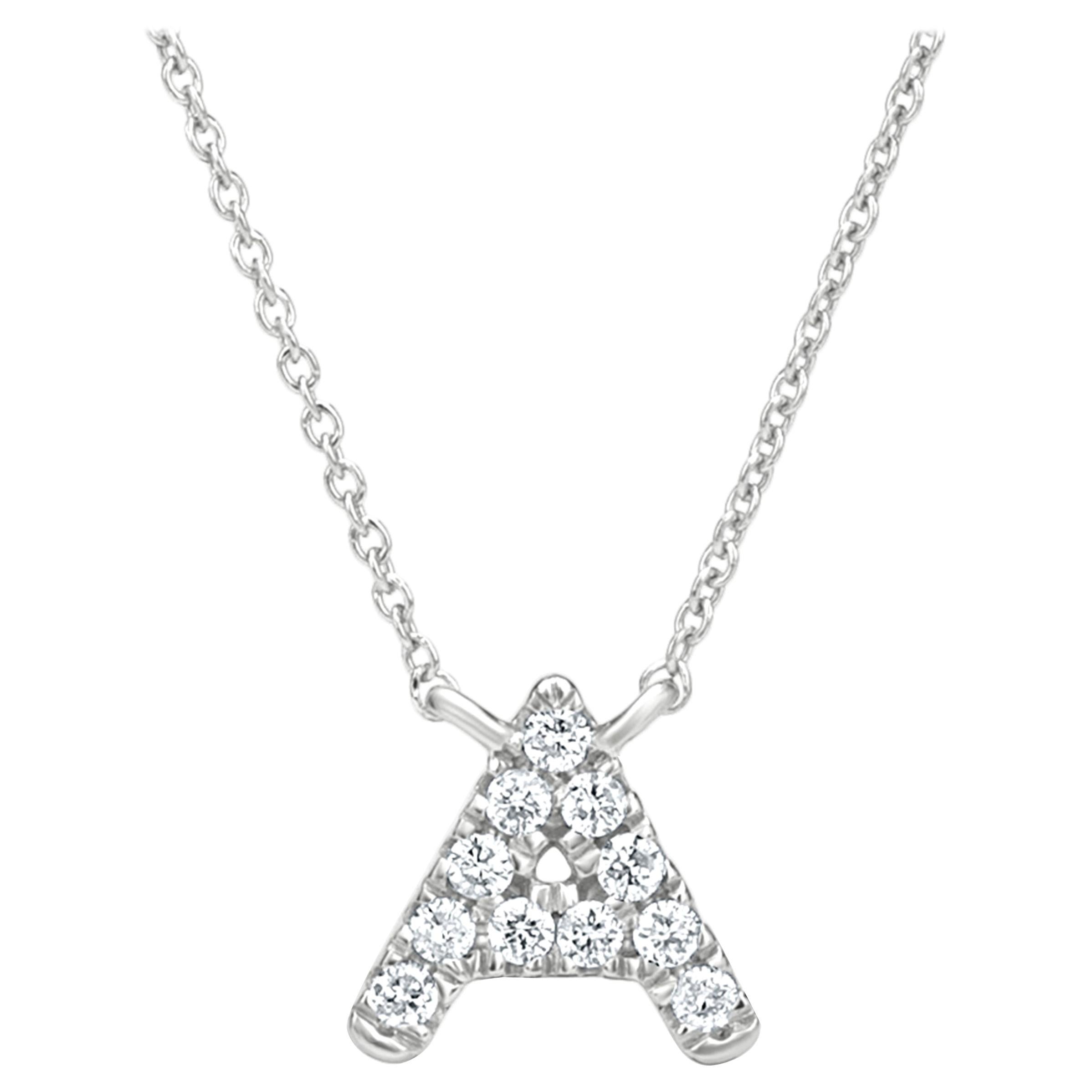 Luxle Alphabet "A" Diamond Pendant Necklace in 18k White Gold