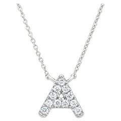 Luxle Alphabet "A" Diamond Pendant Necklace in 18k White Gold