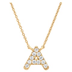 Luxle Alphabet A Diamond Pendant Necklace in 18k Yellow Gold