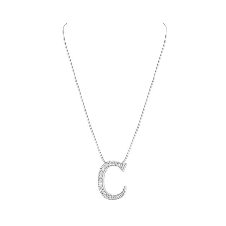 Taille ronde Sac Alphabet 'C' Bijoux avec diamants naturels en vente