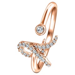 Anello con iniziale dell'alfabeto, A, lettera personale con diamante da 0,11 carati in oro rosa 9 carati