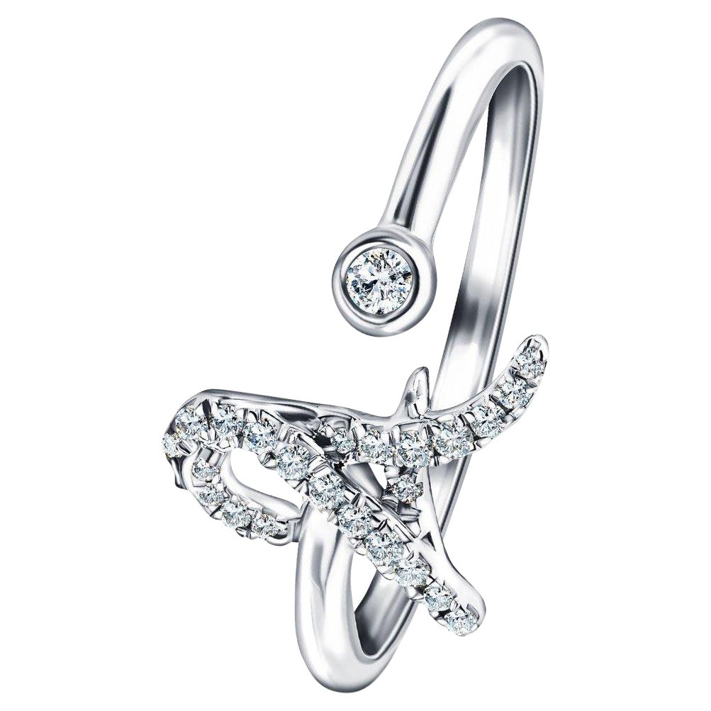 Bague Alphabet Initial A Letter Personal en or blanc 9 carats et diamant 0,11 carat
