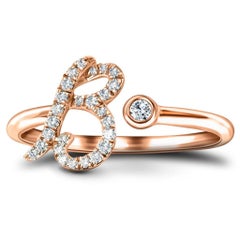 Alphabet Initial, B, Letter Personal Diamond 0.11 Carat 9 Karat Rose Gold Ring