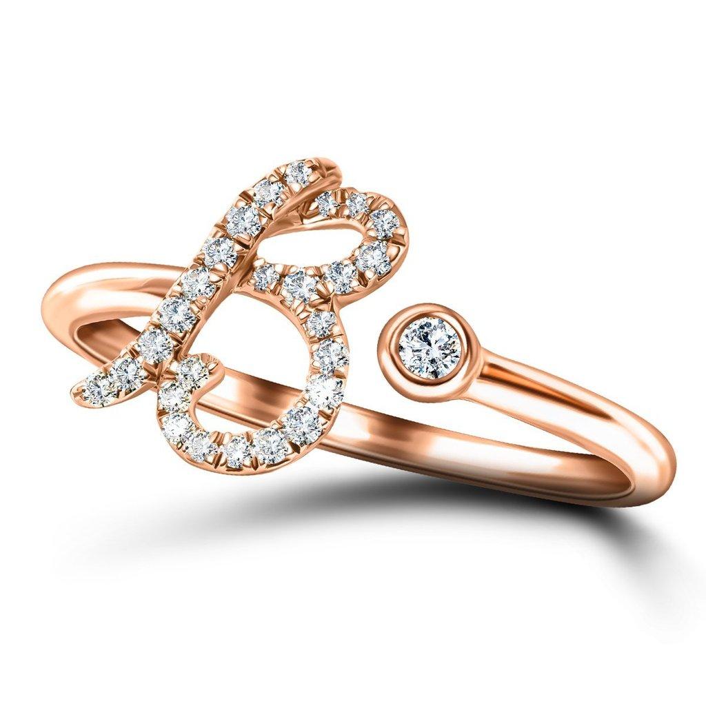 in vendita:  Iniziale dell'alfabeto, B, Lettera Personale Anello con diamante da 0,11 carati in oro rosa 9 carati 3