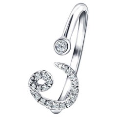 Alphabet Initial, C, Letter Personal Diamond 0.11 Carat 9Kt White Gold Ring