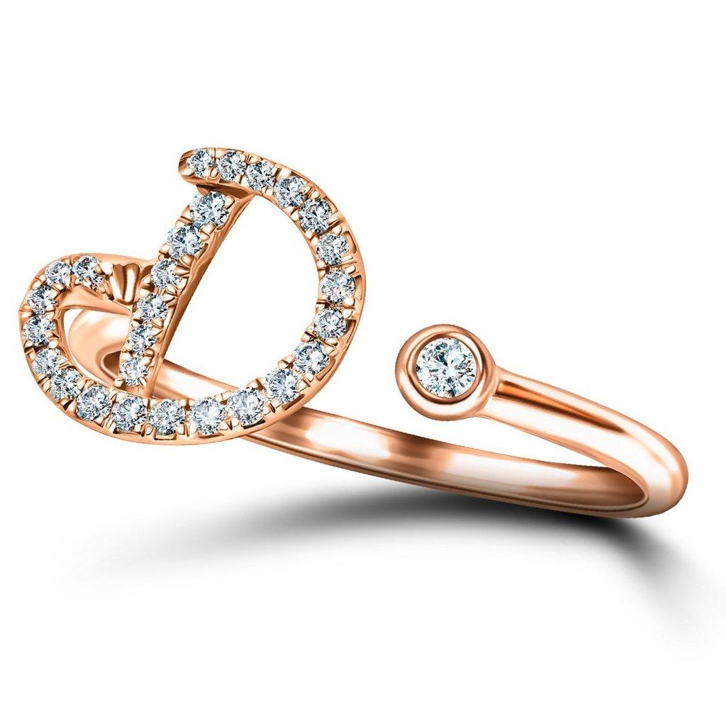 For Sale:  Alphabet Initial, D, Letter Personal Diamond 0.13 Carat 9Kt Rose Gold Ring 3
