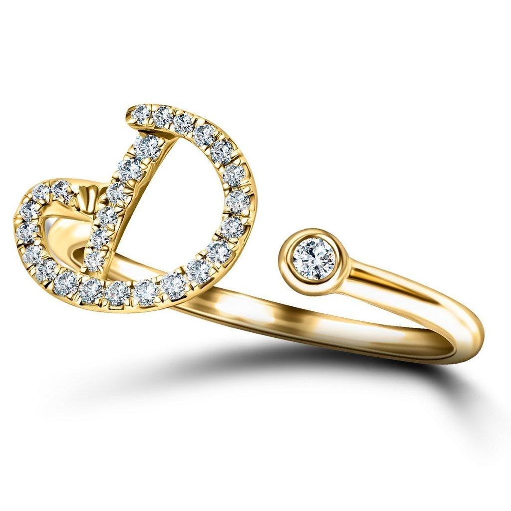 For Sale:  Alphabet Initial, D, Letter Personal Diamond 0.13 Carat 9Kt Yellow Gold Ring 3