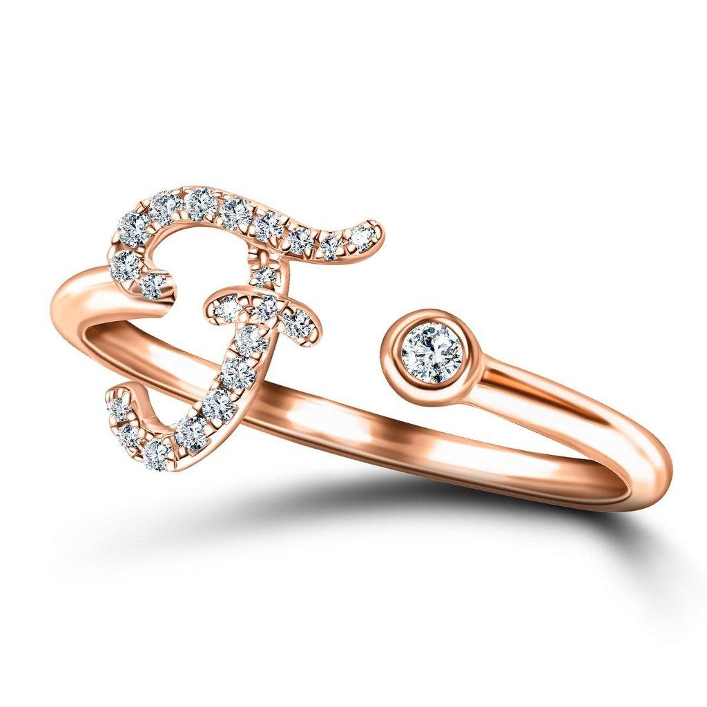 En venta: Inicial del alfabeto, F, Letra Personal Anillo de diamantes de 0,10 quilates y oro rosa de 9 quilates  3