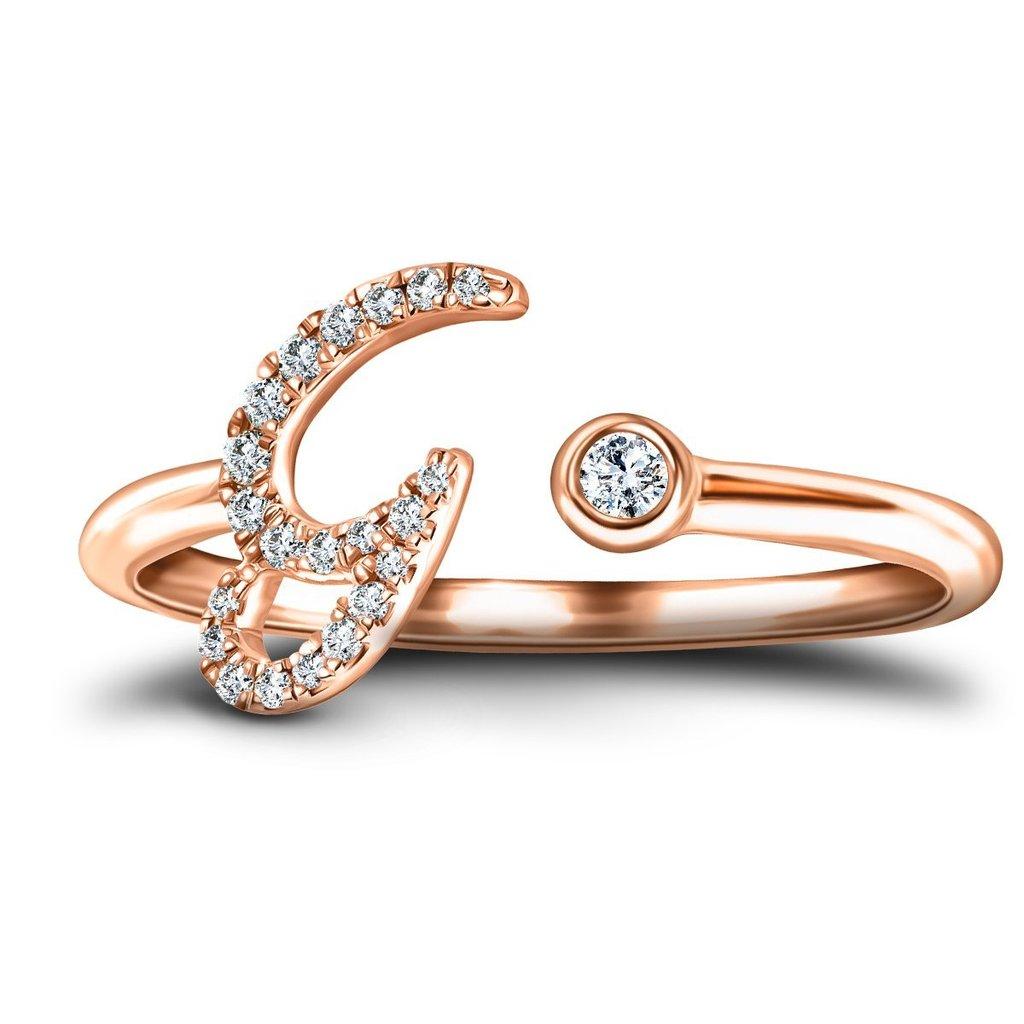 For Sale:  Alphabet Initial-G-Letter Personal Diamond 0.10 Carat 9Kt Rose Gold Ring 2