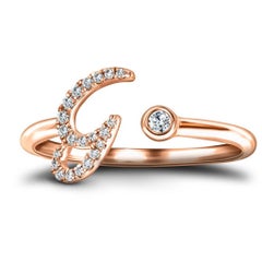 Alphabet Initial-G-Letter Personal Diamond 0.10 Carat 9Kt Rose Gold Ring