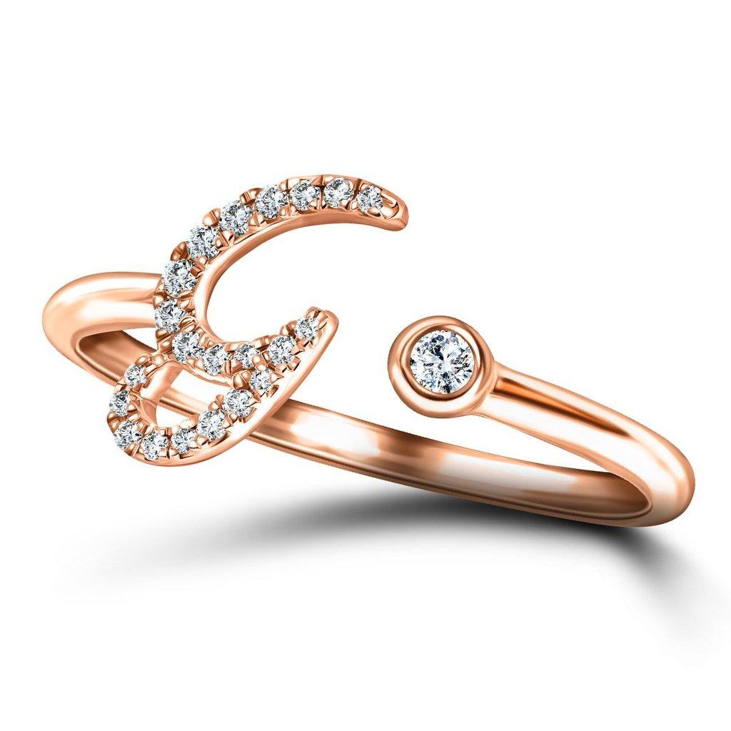 For Sale:  Alphabet Initial-G-Letter Personal Diamond 0.10 Carat 9Kt Rose Gold Ring 3